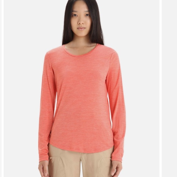 Icebreaker sphere II LS TEE Vibrant earth coral cool-lite wool Tencel NEW W M - Picture 3 of 8